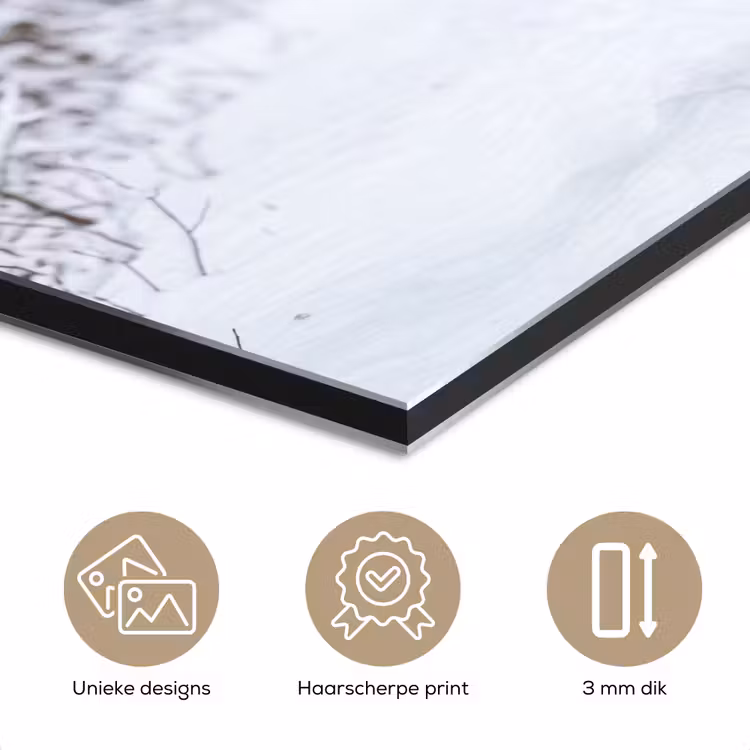 Aluminium schilderij - Hert - Winter - Bos - Natuur - Wit — 7