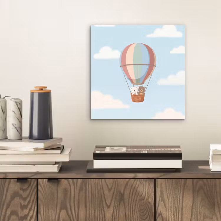 Aluminium schilderij - Luchtballon - Beren - Pastel — 2