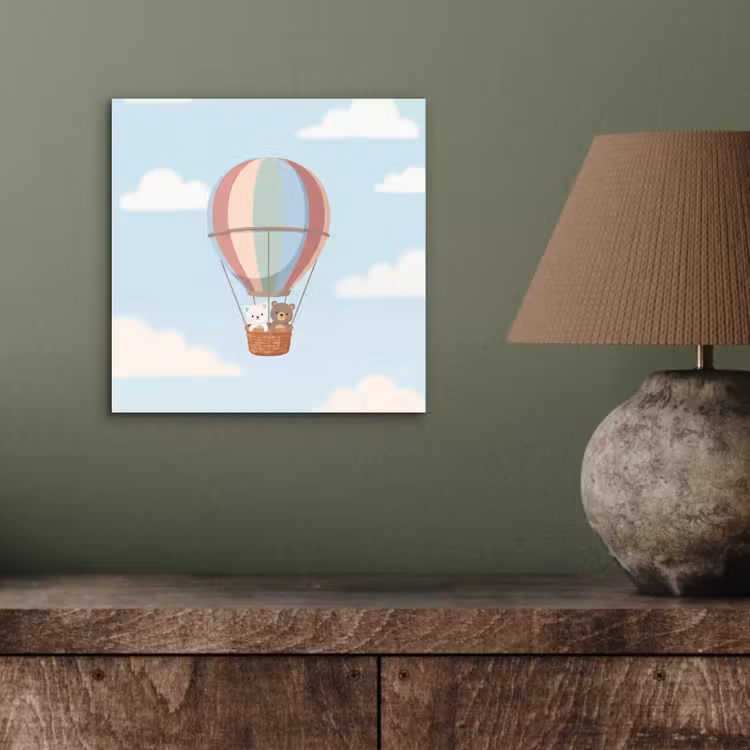Aluminium schilderij - Luchtballon - Beren - Pastel — 3