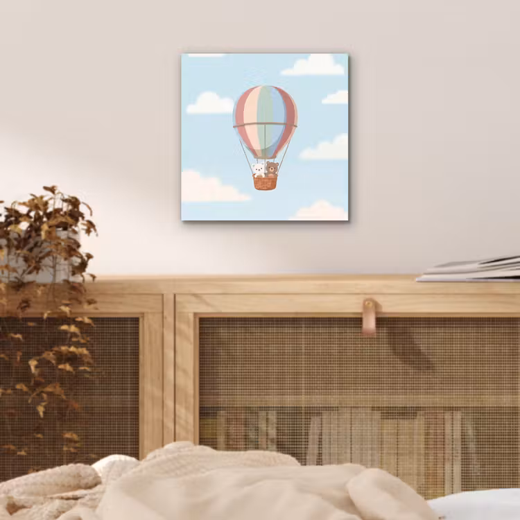 Aluminium schilderij - Luchtballon - Beren - Pastel — 4