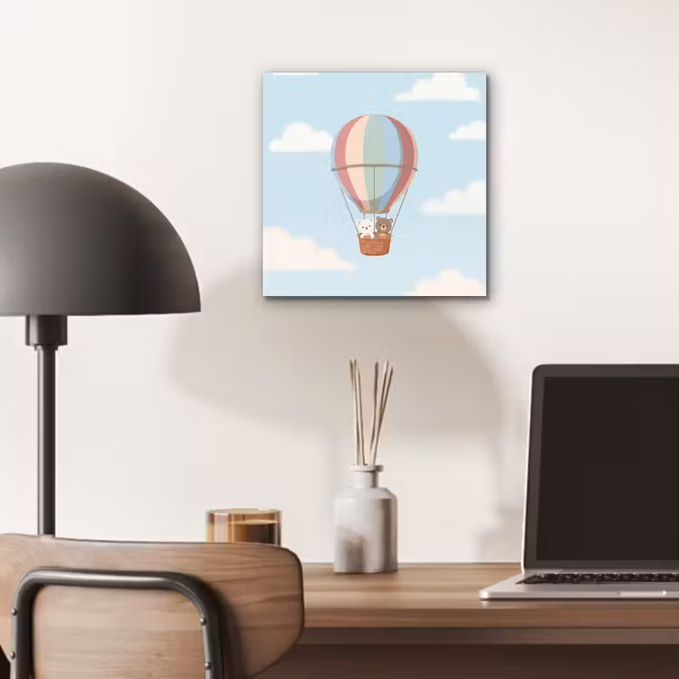 Aluminium schilderij - Luchtballon - Beren - Pastel — 6