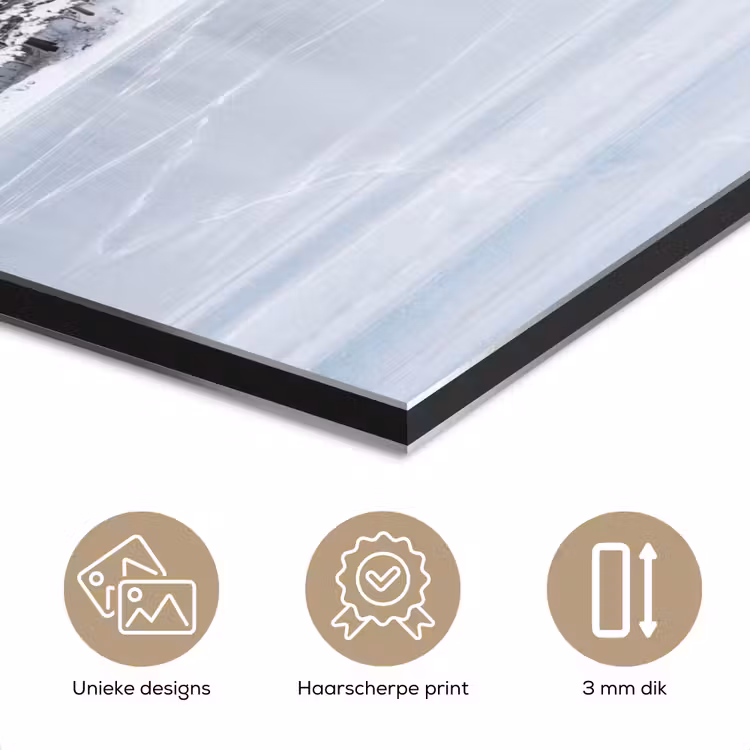 Aluminium schilderij - Meer - Dennen - IJs - Winter - Rustgevend — 7