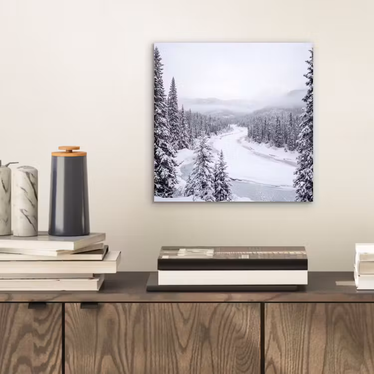 Aluminium schilderij - Rivier - Bevroren - Landschap - Winter — 2