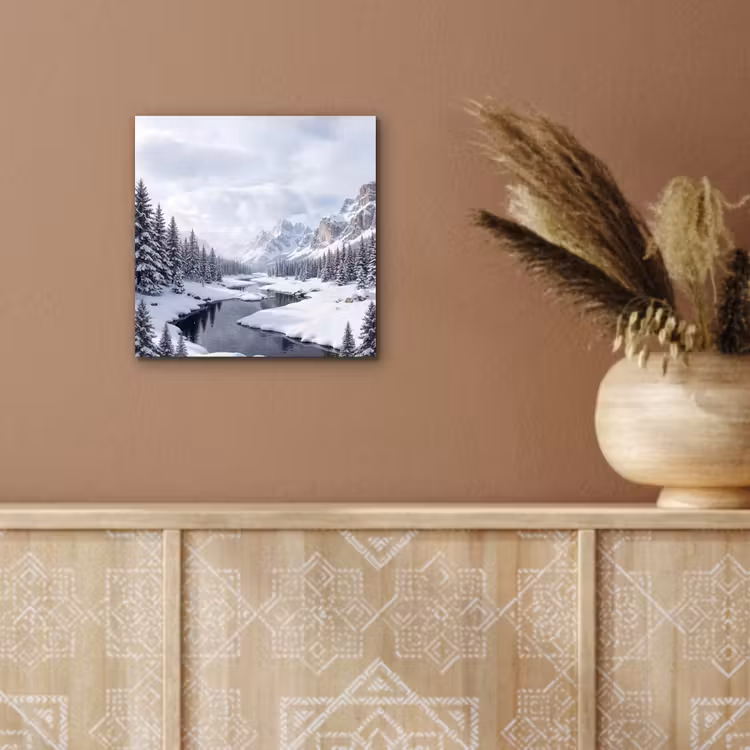 Aluminium schilderij - Sneeuwlandschap - Bergen - Rivier - Winter — 5