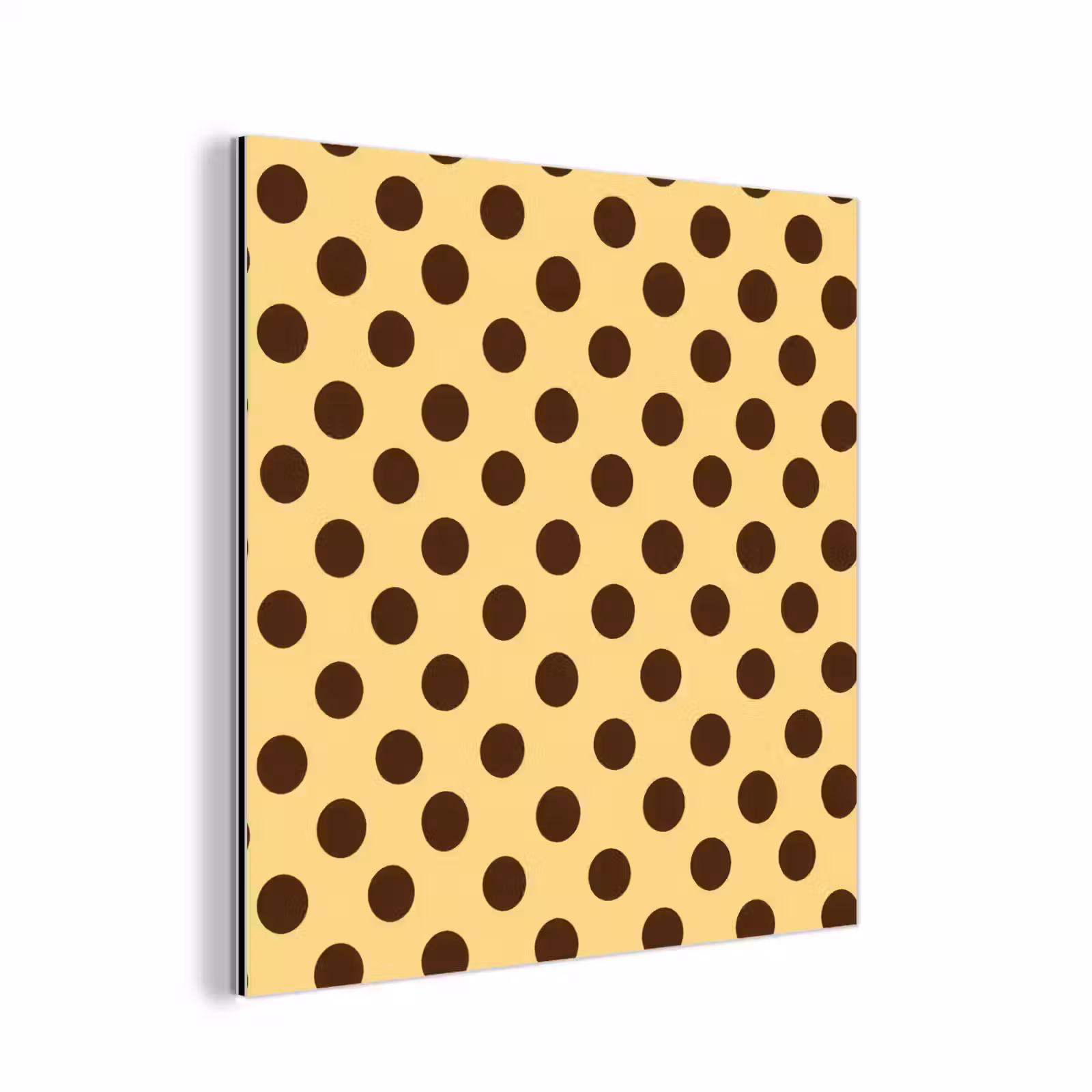 Aluminium schilderij - Polka Dot - Stippen - Retro - Geel - Bruin — 1