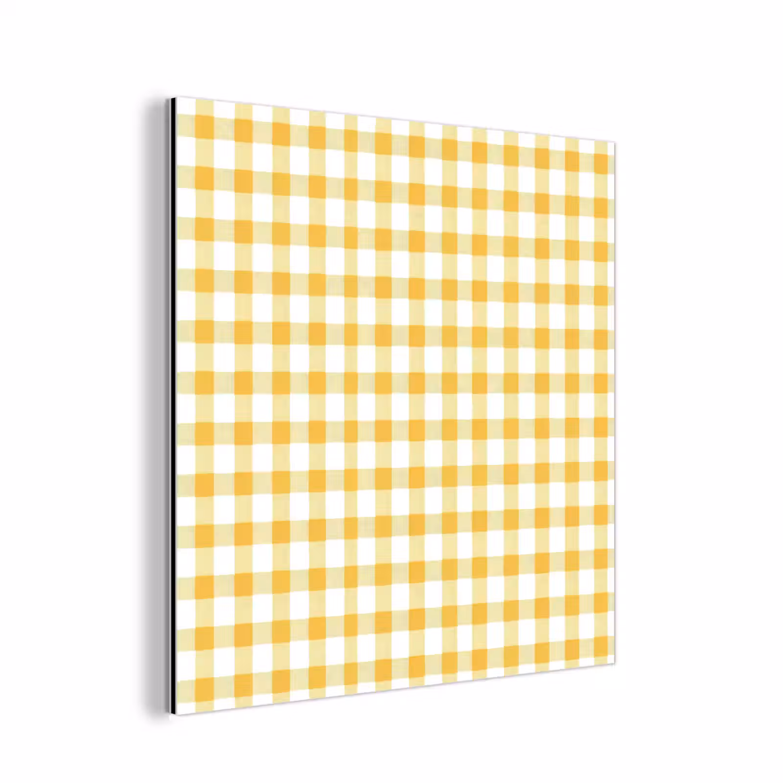 Aluminium schilderij - Ruit - Gingham - Klassiek - Geel en Wit — 1