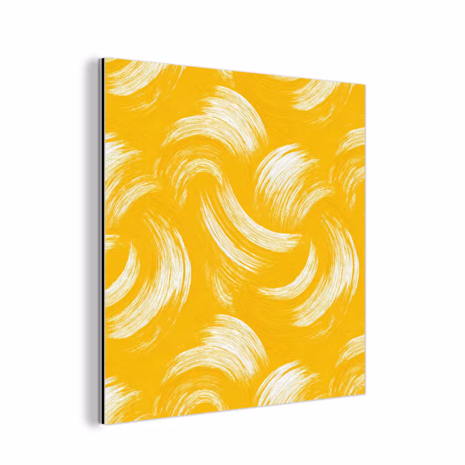 Aluminium schilderij - Verfstreken - Abstract - Dynamisch - Geel — 1