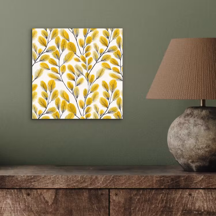 Aluminium schilderij - Bladeren - Botanisch - Elegant - Geel - Zwart — 3