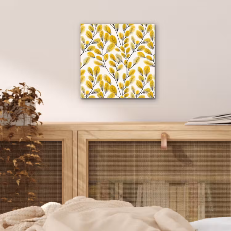 Aluminium schilderij - Bladeren - Botanisch - Elegant - Geel - Zwart — 4