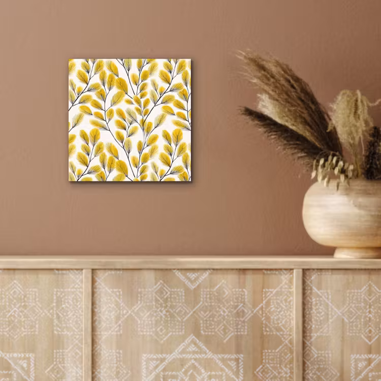 Aluminium schilderij - Bladeren - Botanisch - Elegant - Geel - Zwart — 5