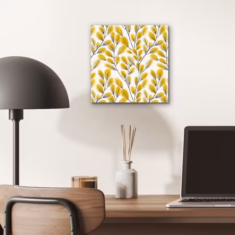 Aluminium schilderij - Bladeren - Botanisch - Elegant - Geel - Zwart — 6
