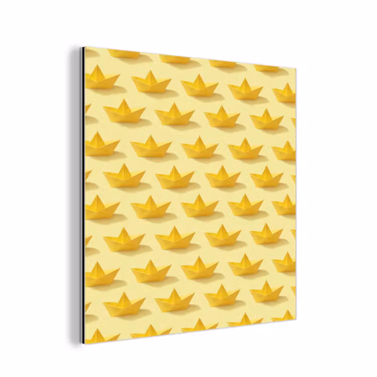 Aluminium schilderij - Bootjes - Origami - Creatief - Geel — 1
