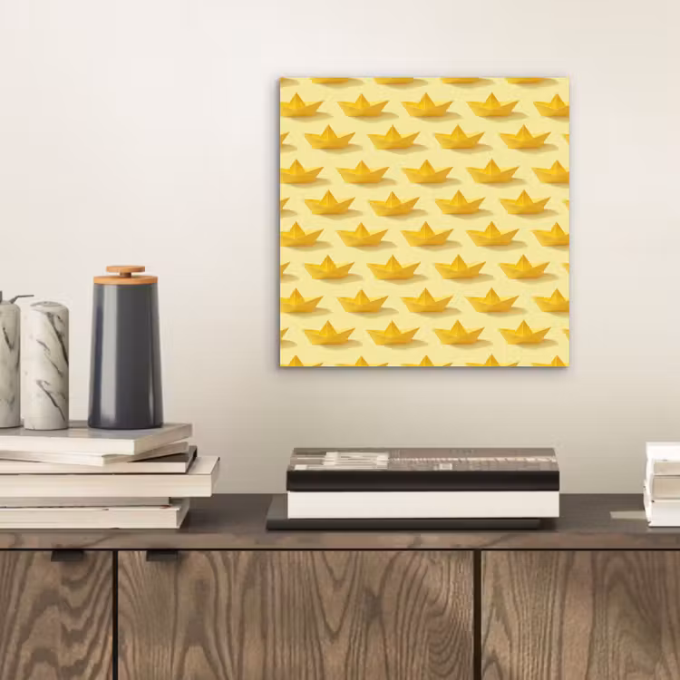 Aluminium schilderij - Bootjes - Origami - Creatief - Geel — 2