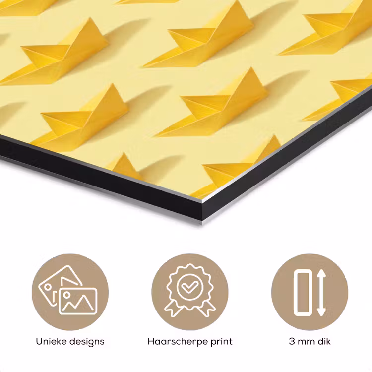 Aluminium schilderij - Bootjes - Origami - Creatief - Geel — 7