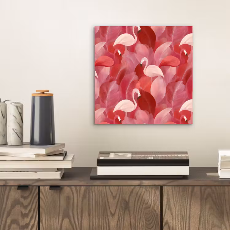 Aluminium schilderij - Flamingo - Botanisch - Elegant - Roze - Rood — 2