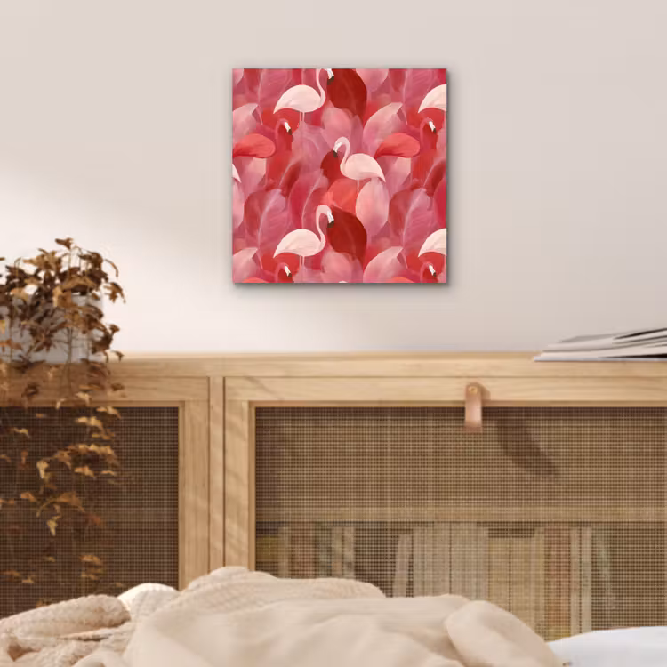 Aluminium schilderij - Flamingo - Botanisch - Elegant - Roze - Rood — 4