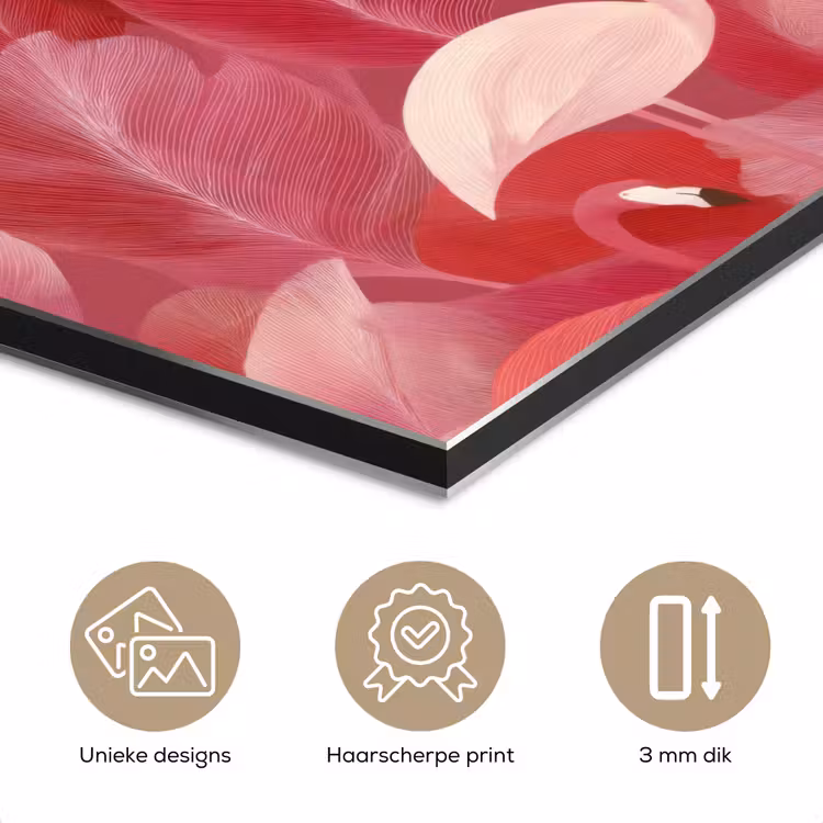 Aluminium schilderij - Flamingo - Botanisch - Elegant - Roze - Rood — 7