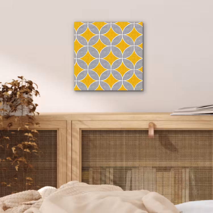 Aluminium schilderij - Geometrisch - Cirkels - Textuur - Grijs - Geel — 4
