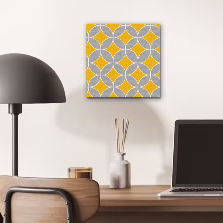 Aluminium schilderij - Geometrisch - Cirkels - Textuur - Grijs - Geel — 6