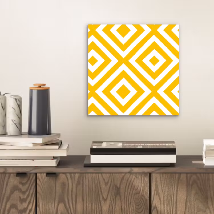Aluminium schilderij - Geometrisch - Lijnen - Modern - Geel - Wit — 2