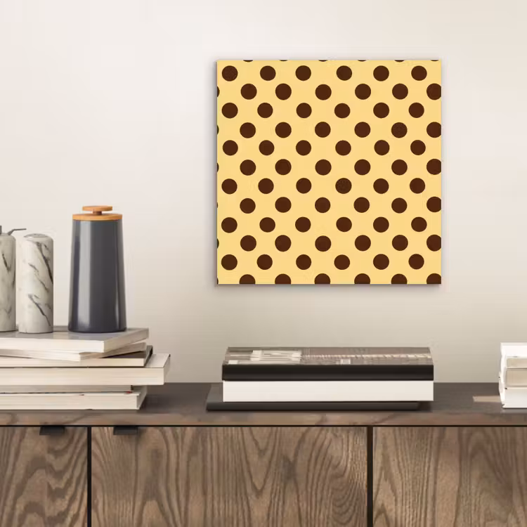Aluminium schilderij - Polka Dot - Stippen - Retro - Geel - Bruin — 2