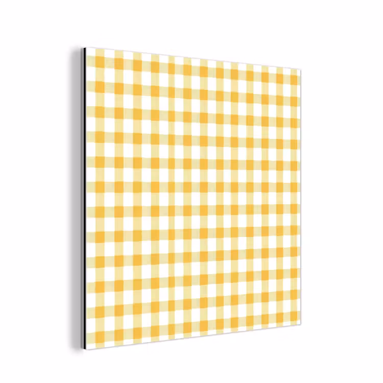 Aluminium schilderij - Ruit - Gingham - Klassiek - Geel en Wit — 1