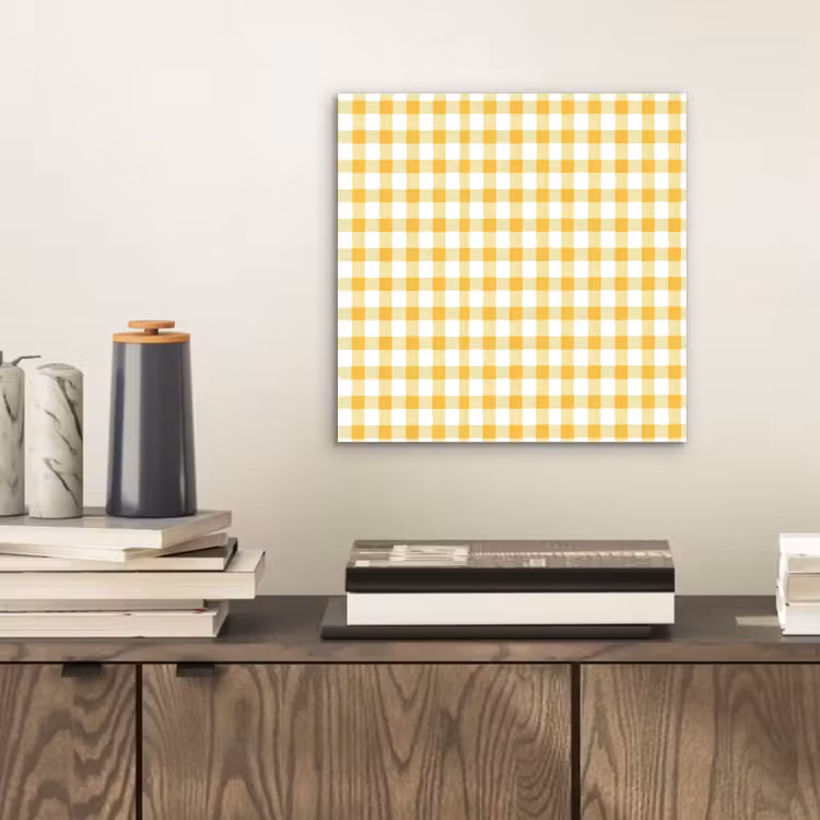 Aluminium schilderij - Ruit - Gingham - Klassiek - Geel en Wit — 2