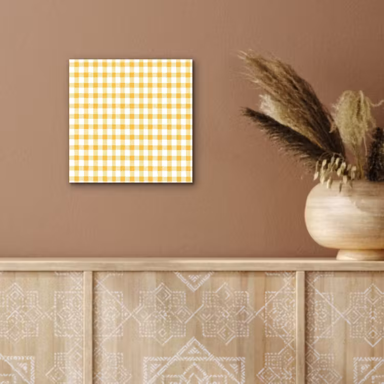 Aluminium schilderij - Ruit - Gingham - Klassiek - Geel en Wit — 5