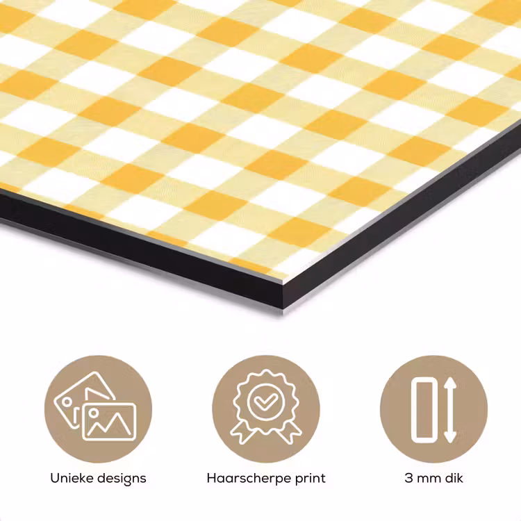 Aluminium schilderij - Ruit - Gingham - Klassiek - Geel en Wit — 7