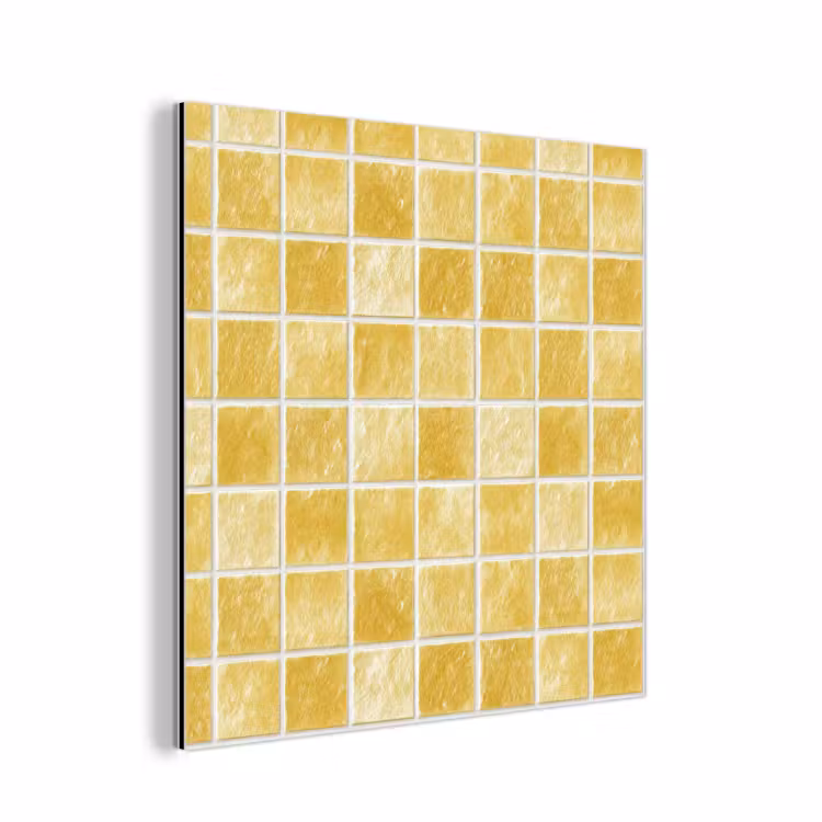 Aluminium schilderij - Tegels - Mozaïek - Textuur - Goudgeel — 1