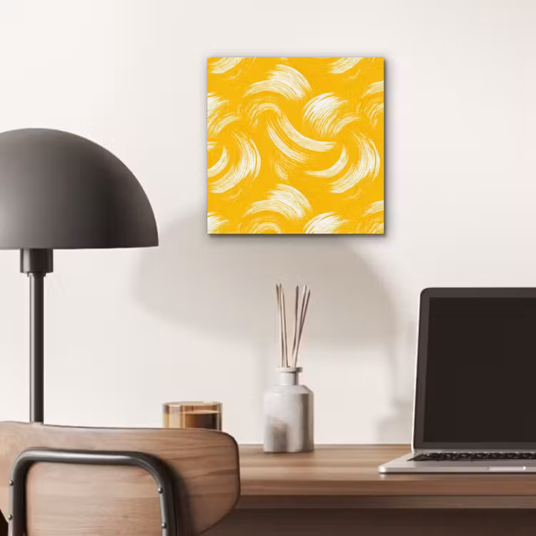 Aluminium schilderij - Verfstreken - Abstract - Dynamisch - Geel — 6