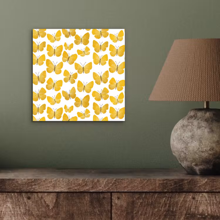 Aluminium schilderij - Vlinders - Botanisch - Illustratie - Geel - Wit — 3