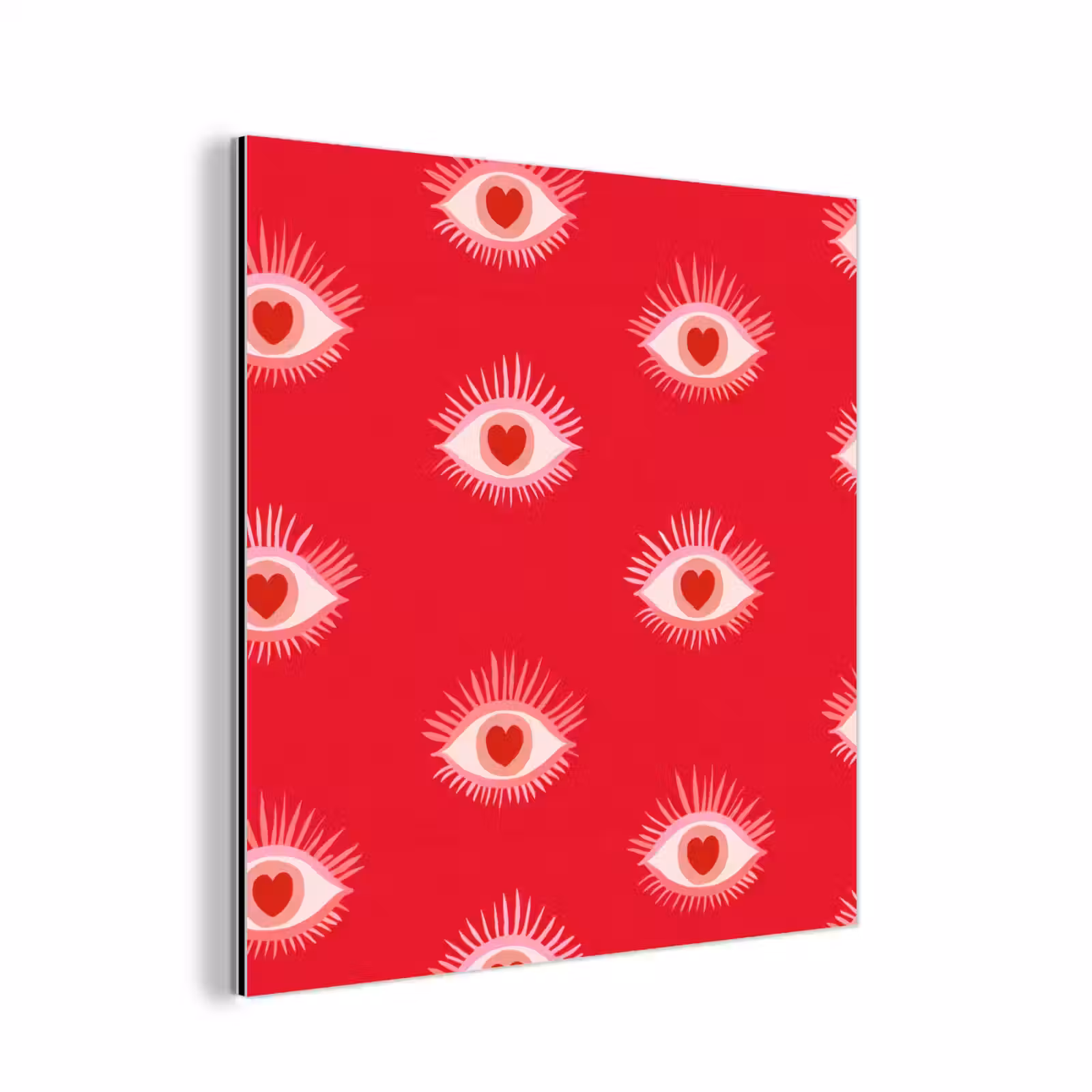 Aluminium schilderij - Ogen - Hart - Abstract - Rood - Roze — 1