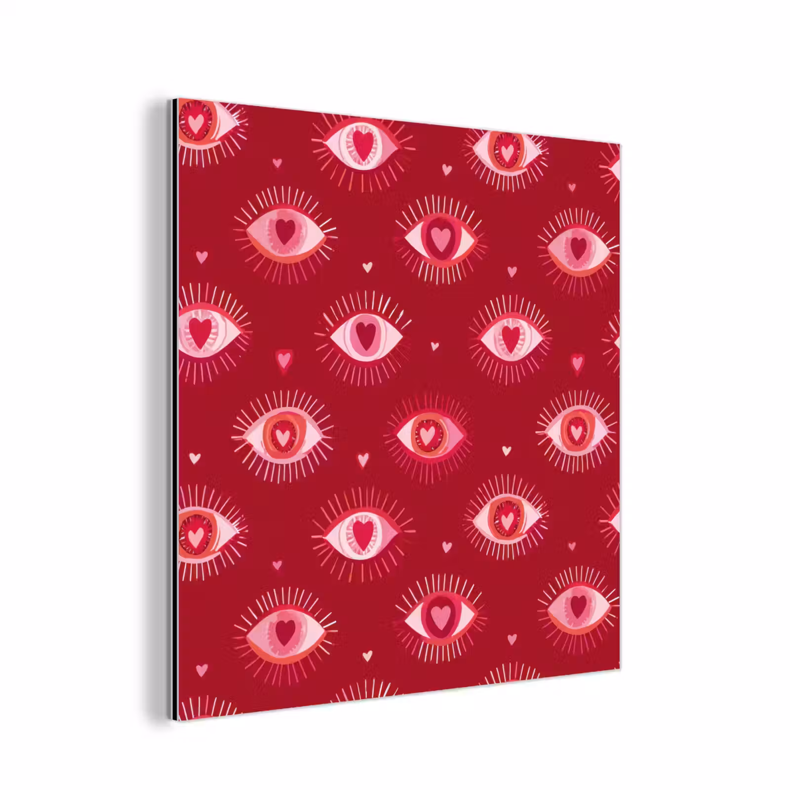 Aluminium schilderij - Ogen - Patroon - Roze - Donkerrood — 1