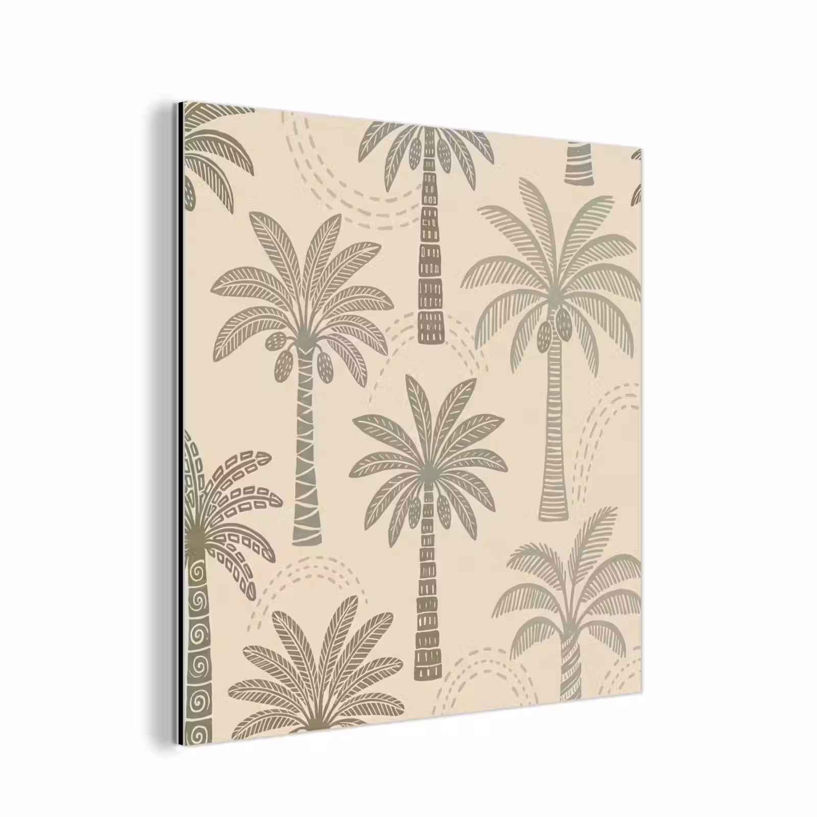 Aluminium schilderij - Palmbomen - Patroon - Tropisch - Beige — 1
