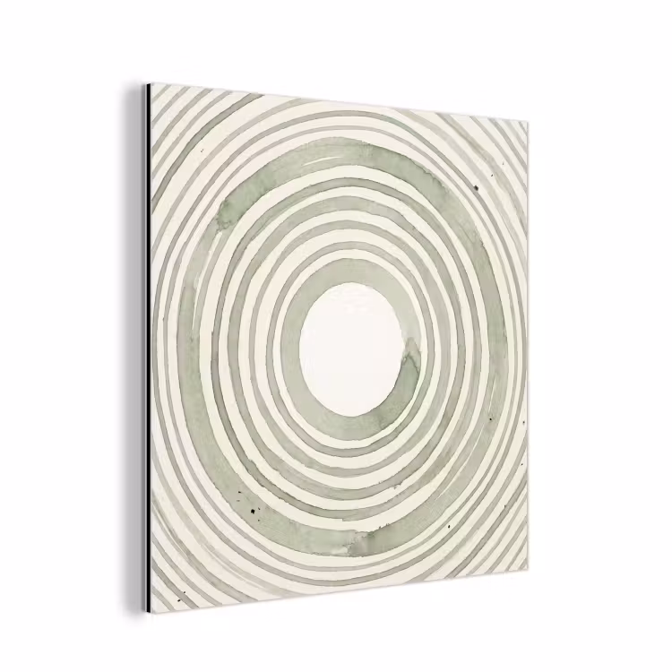 Aluminium schilderij - Abstractie - Cirkels - Waterverf - Groen - Modern — 1