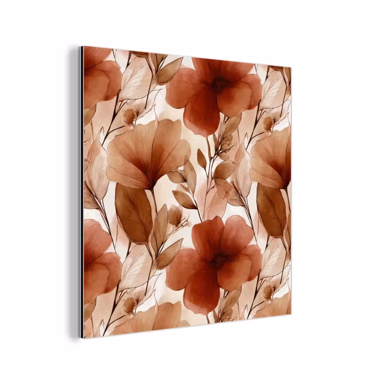 Aluminium schilderij - Bloemen - Aquarel - Botanisch - Terracotta — 1