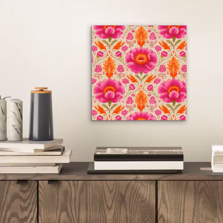 Aluminium schilderij - Bloemen - Barok - Roze - Oranje — 2