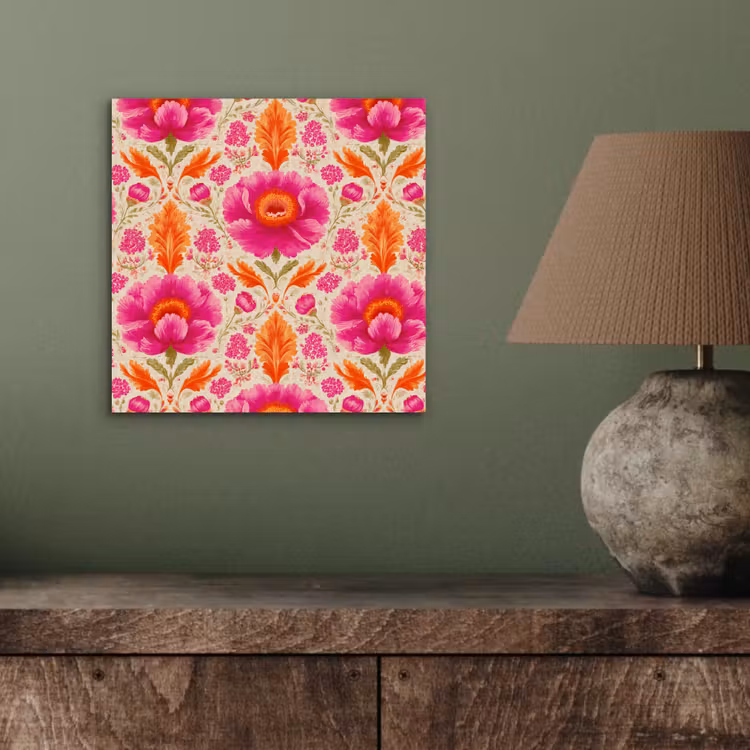 Aluminium schilderij - Bloemen - Barok - Roze - Oranje — 3