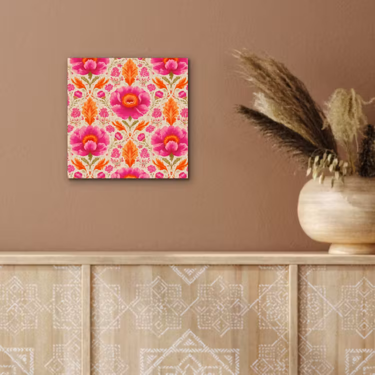 Aluminium schilderij - Bloemen - Barok - Roze - Oranje — 5