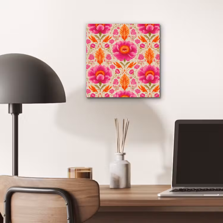 Aluminium schilderij - Bloemen - Barok - Roze - Oranje — 6