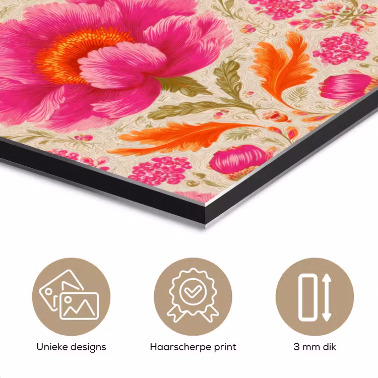 Aluminium schilderij - Bloemen - Barok - Roze - Oranje — 7