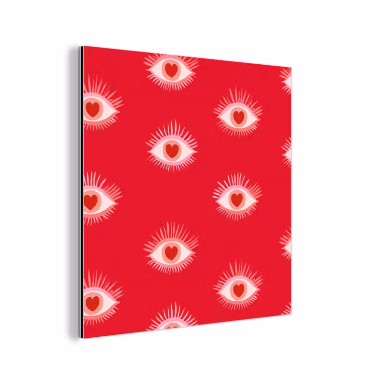 Aluminium schilderij - Ogen - Hart - Abstract - Rood - Roze — 1