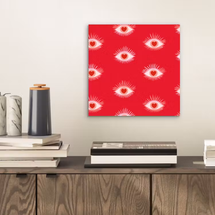 Aluminium schilderij - Ogen - Hart - Abstract - Rood - Roze — 2