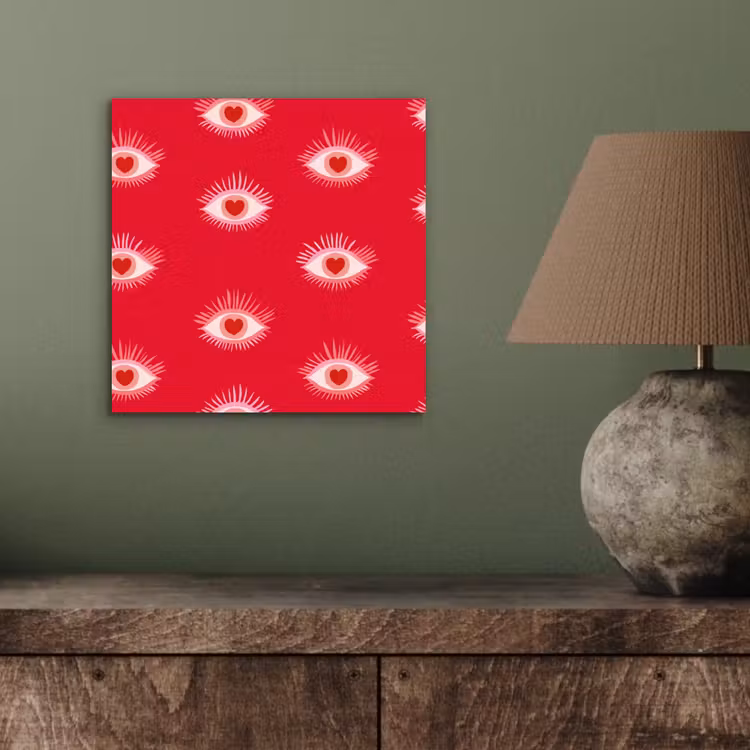 Aluminium schilderij - Ogen - Hart - Abstract - Rood - Roze — 3