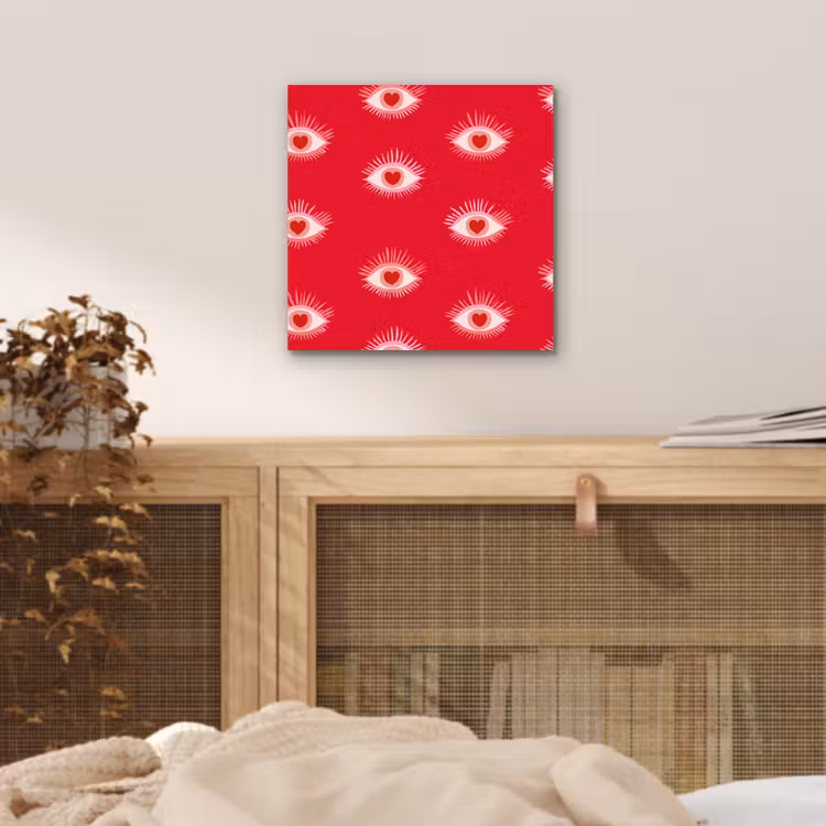 Aluminium schilderij - Ogen - Hart - Abstract - Rood - Roze — 4