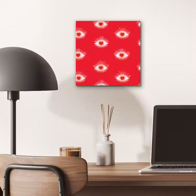 Aluminium schilderij - Ogen - Hart - Abstract - Rood - Roze — 6