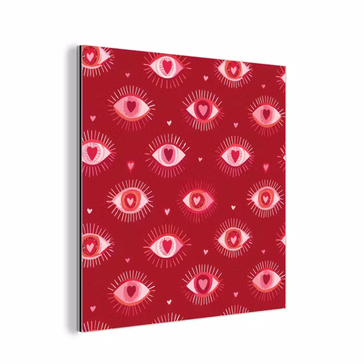 Aluminium schilderij - Ogen - Patroon - Roze - Donkerrood — 1