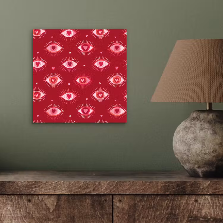 Aluminium schilderij - Ogen - Patroon - Roze - Donkerrood — 3