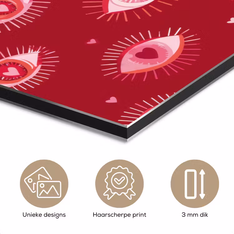 Aluminium schilderij - Ogen - Patroon - Roze - Donkerrood — 7